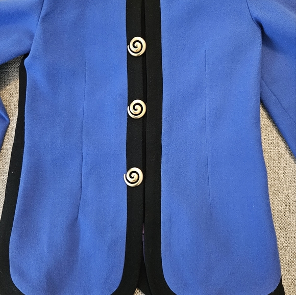 Carolina Herrera Jacket Vintage Royal blue/Black Sz 6 EUC - Picture 10 of 14